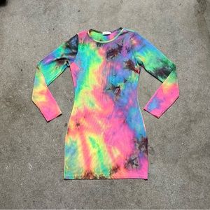 Sheer Mesh Rainbow Tie dye Mini Dress 💖🌴